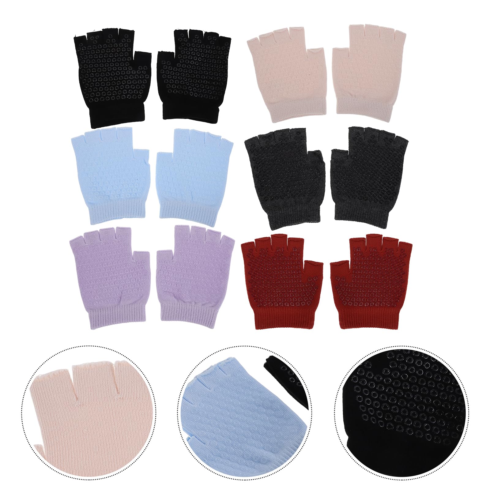 DECHOUS Guanti da Allenamento a Mezze Dita per Donna Antiscivolo con Grip, 6 Paia Colorati, Guanti Sportivi per Yoga, Pilates e Fitness, Protezione Mani e Mobilità Flessibile