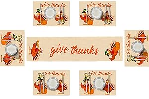 Thanksgiving Table Elegance with Emvency Orange Turkey Set