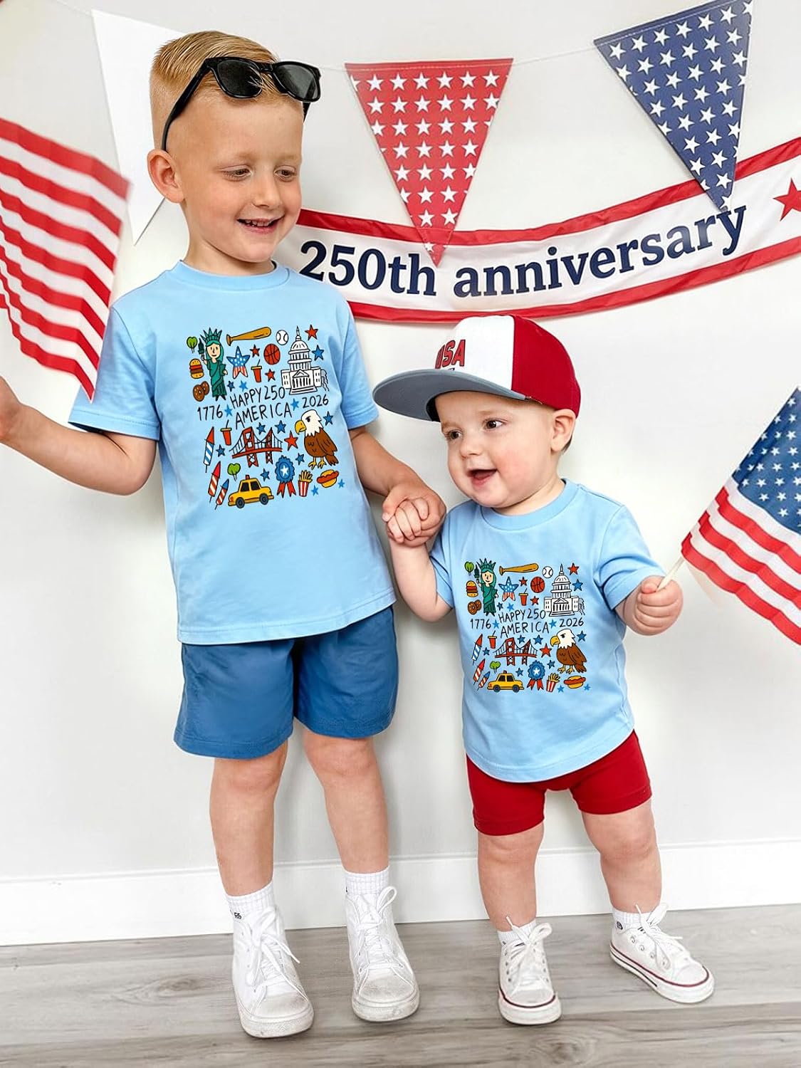 Kids 4th of July Shirts Boys Girls Fourth of July Patriotic Outfits Toddler American Independence Day Tee Tops 1-8T