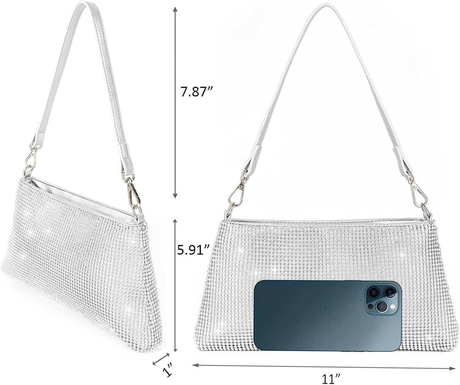 Valleycomfy Bling Evening Clutch Bag for Women Lady Girl Bride Rhinestone Purse For Prom Cocktail Party Wedding Engagement - Image 4