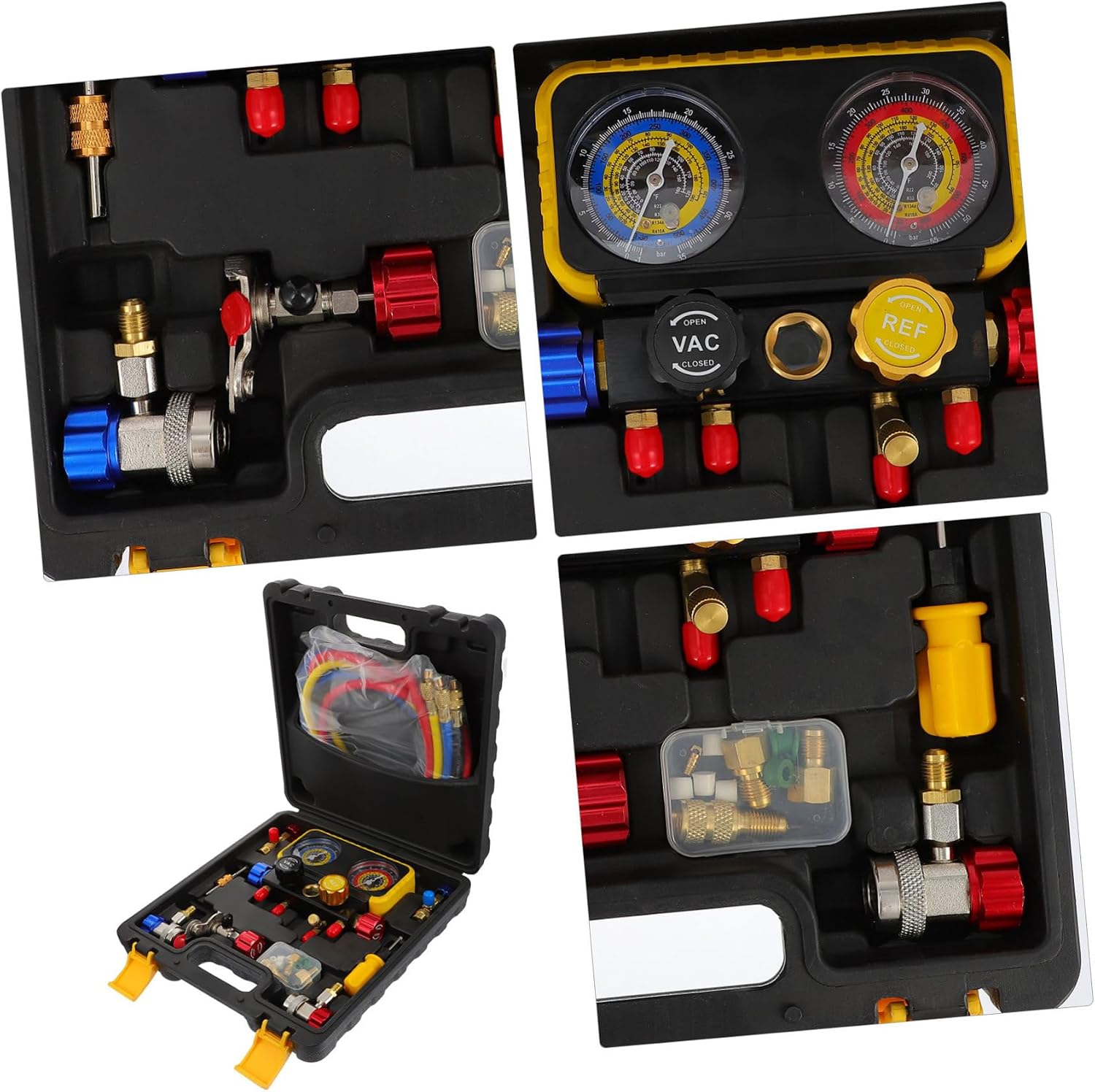 GLEAVI Refrigerant Gauge Set Way Manifold Kit HVAC Gauge Fluoride Table Group DIY Pro HVAC Tool Random Color