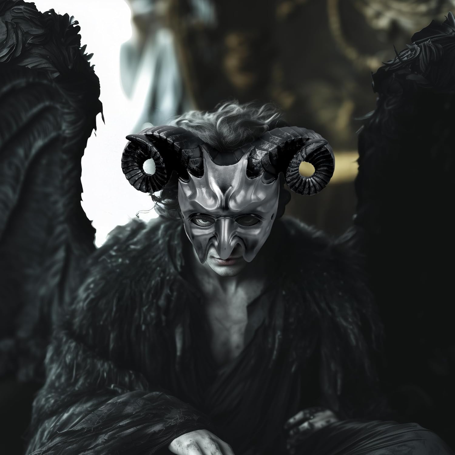 MCJC Devil Goat Horned Mask, Halloween Cosplay Props, Adult Half Face Masquerade Mask, 4 Colors - Image 8