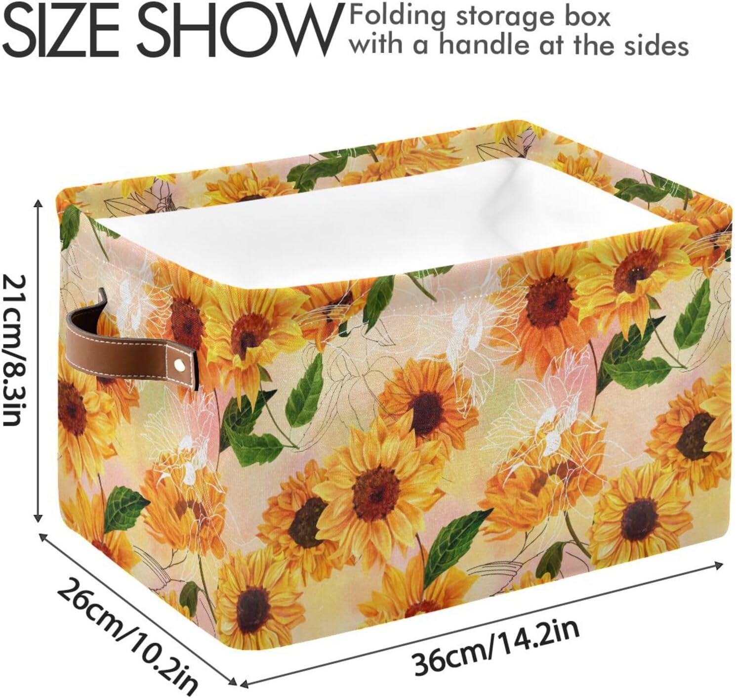 Emelivor Fall Sunflower Storage Basket Laundry Box Hamper for Closet Men image 4