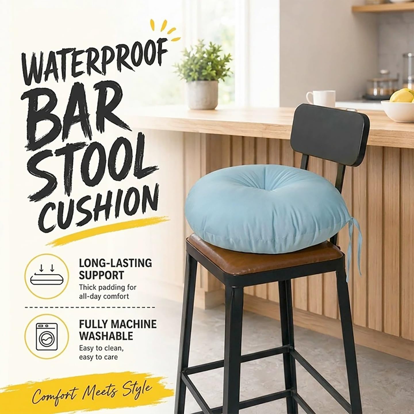 Genérico Cojín for Silla Forma Herradura Tela Oxford Impermeable | Relleno Algodón PP Alta Resiliencia 40x35cm, Taburetes Bar, Terraza y Comedor(Beige,6pcs:40x35cm)