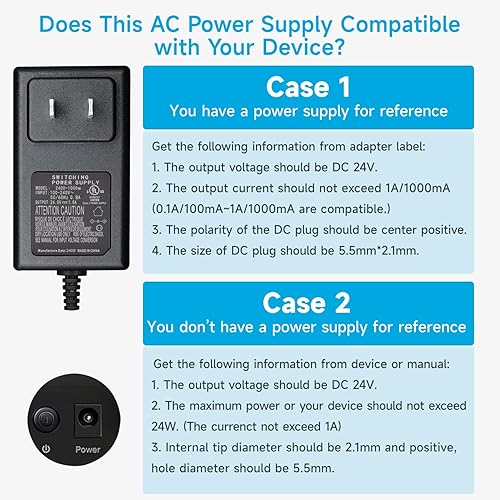 Miniatura 8 de Adaptador de fuente de alimentación de 24 V 1 A, 100 V-240 V a 24 V 1A ACDC adaptador de fuente de alimentación de conmutación para tira LED,