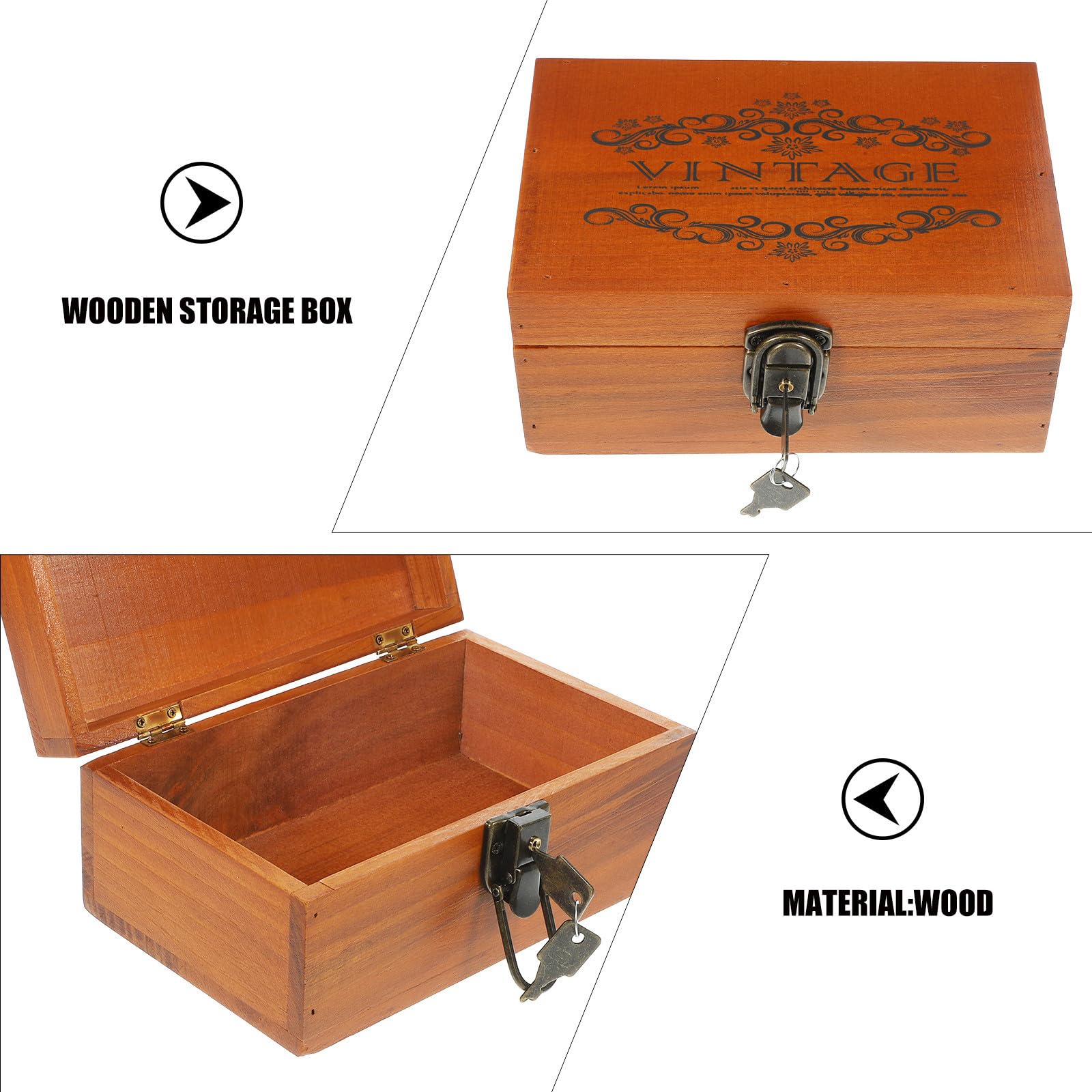 Hemobllo Vintage Retro Stil mit Schloss Aufbewahrungsbox Schmuckkästchen Braun zum Organisieren für Kleine Schmuckstücke und Ringe im Schlafzimmer