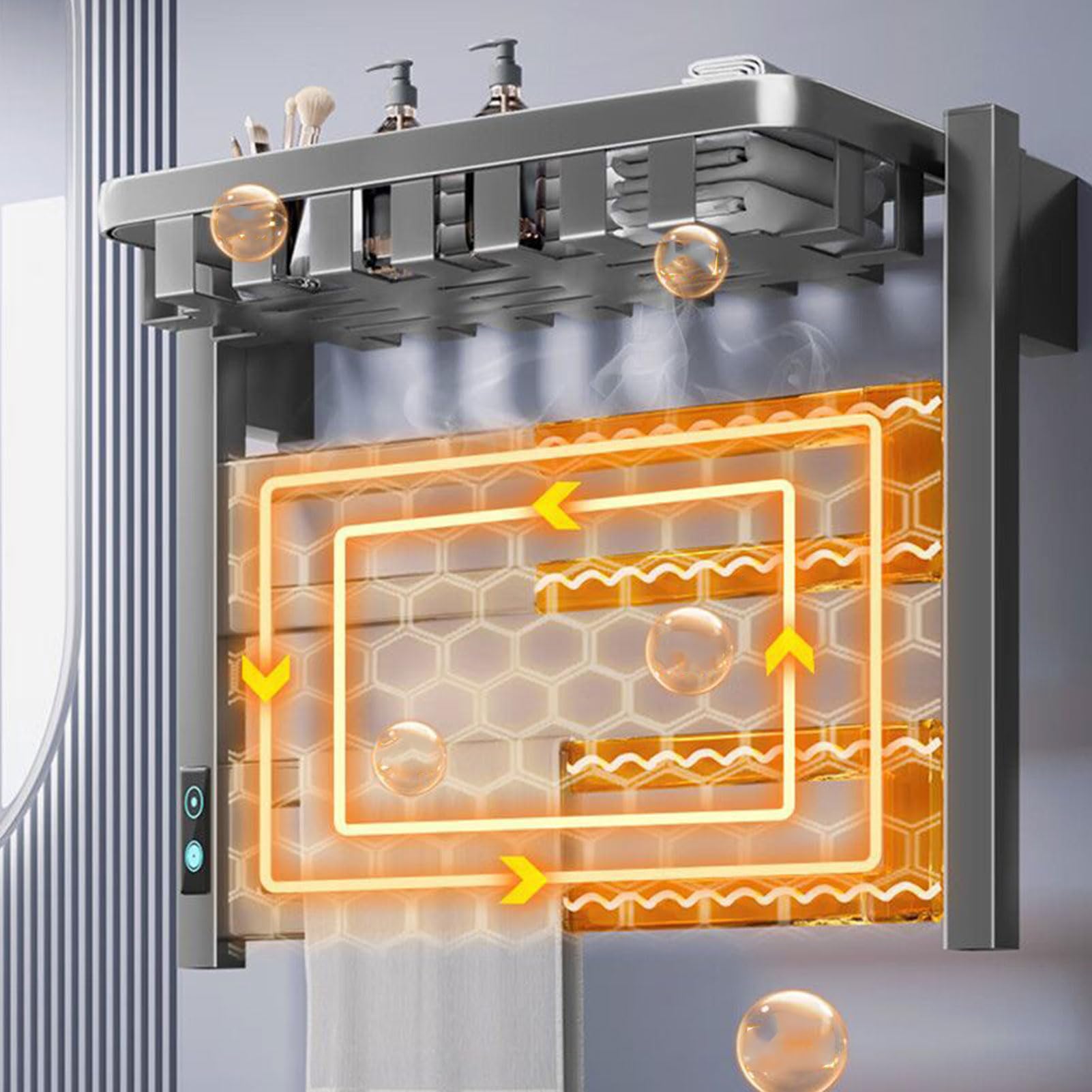 Ścienny podgrzewacz na ręczniki, inteligentny system wykrywania, elektryczny grzejnik ze stopu aluminium, wodoodporny podgrzewany wieszak na ręczniki do łazienki i salonów
