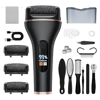 Hornhaut Entfernen fuß Elektrisch, Hornhautentferner Elektrisch mit 3 Ersatzrollen, 2 Gear Hornhautentferner Pediküre Hornhautfeile Callus Remover für Fußpflege, Schwarz - Amazon product rated Grade A