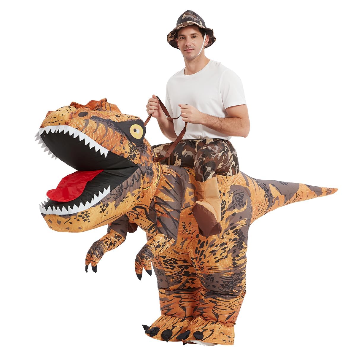 GOOSH Inflatable Dinosaur Costume Adults Halloween Party Blow up T Rex Outfit