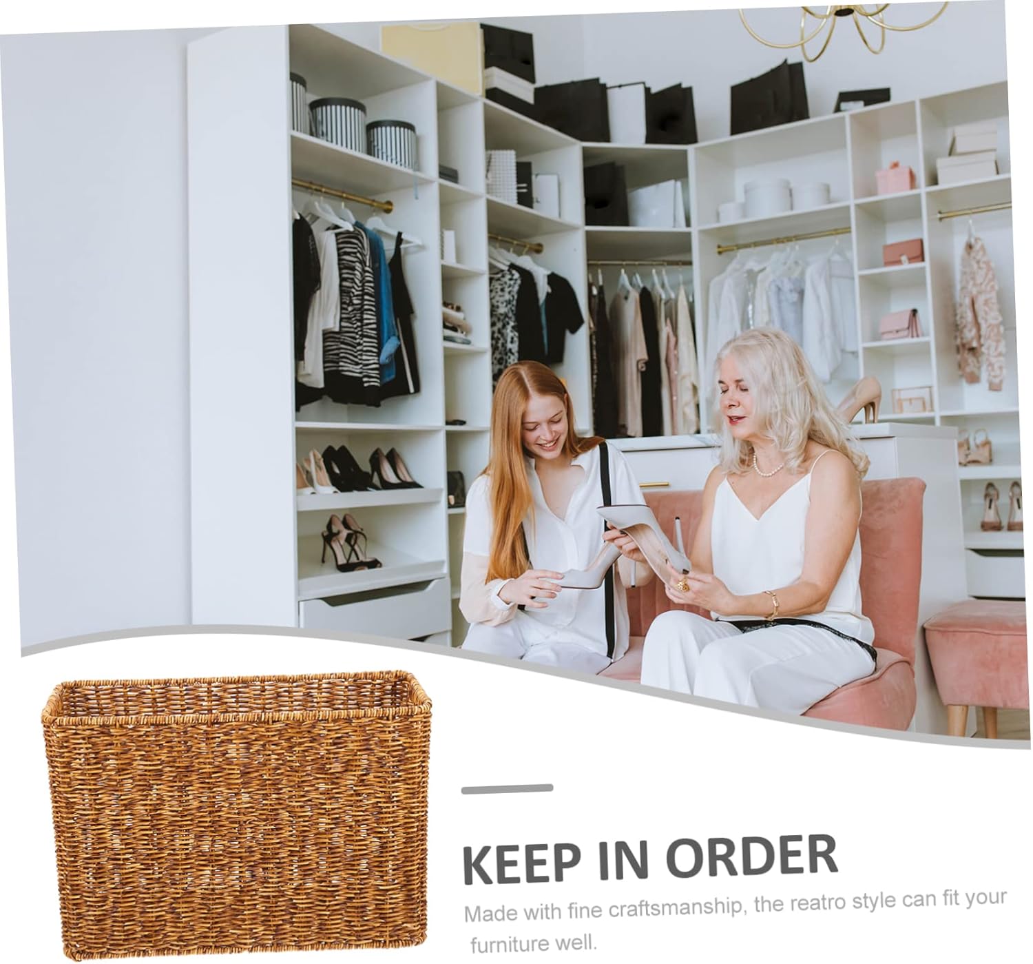 Luxshiny 1Pc Elegant Woven Magazine Basket Multi Functional Storage Basket for Home Office Chic Design for Books Snacks Sundries Compact Sturdy Deep