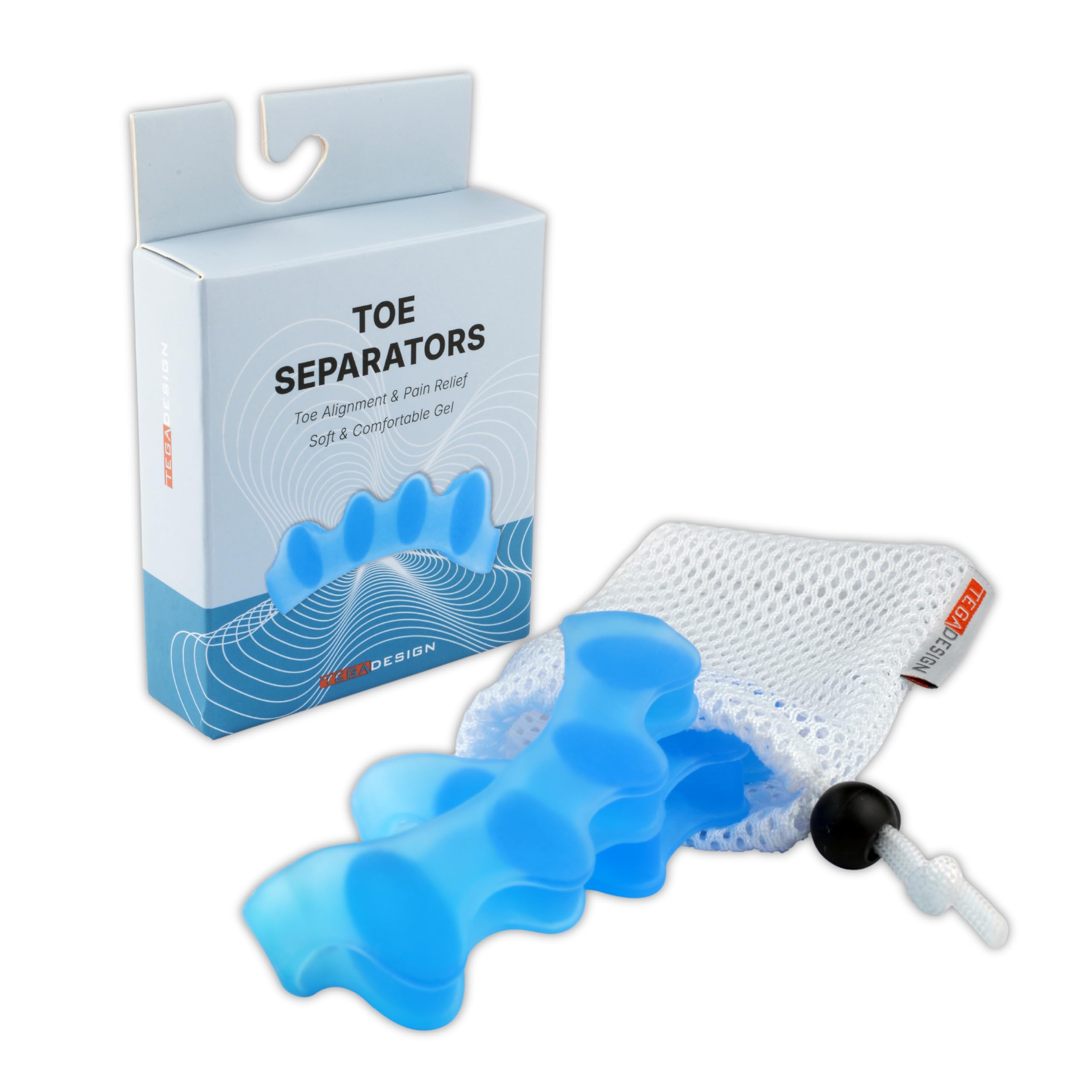 TEGA Séparateurs d'orteils et entretoises pour homme et femme – Redresseur d'orteils en silicone pour correction des oignons, fasciite plantaire et soulagement des orteils en marteau – Restaure la