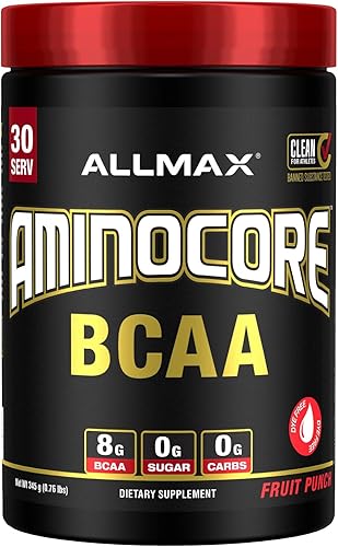 Miniatura 19 de ALLMAX Nutrition AMINOCORE BCAA en polvo, 0.29 oz de aminoácidos, bebida de recuperación intra y después del entrenamiento, sin gluten, limonada