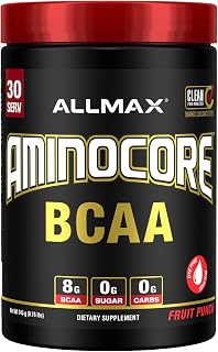 ALLMAX Nutrition AMINOCORE BCAA Powder, 8.18 Grams of Amino Acids, Intra and Post Workout Recovery Drink, Gluten Free, Fruit Punch, 315 g