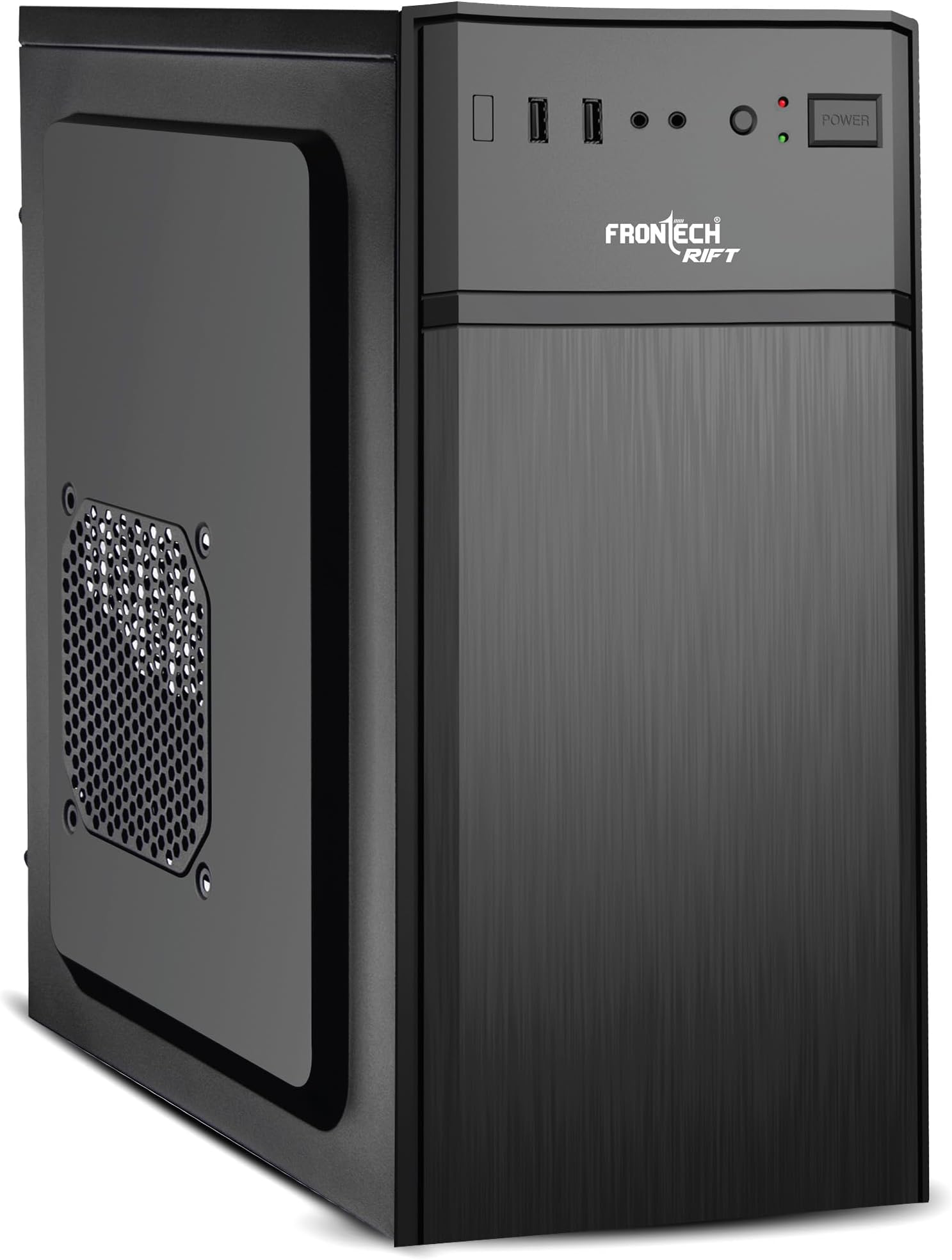 FRONTECH RIFT Silver Computer Cabinet |Home & Office Use | Silver Range | Enhanced Airflow Design | Dual Front USB & Audio Ports | Rear-Mounted SMPS | ATX/Micro-ATX Motherboard Support (FT-4372)
