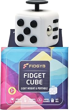 Cube Fidget Stress Relief Toy for Adults & Kids, Smooth, Quiet Sensory Toy for Anxiety, Focus & ADHD Idea[WHI_Black]