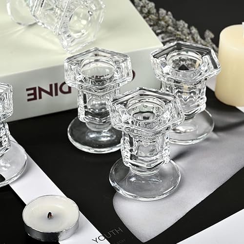 Miniatura 2 de Juego de 24 portavelas de vidrio cónico, portavelas a granel, portavelas de vidrio grueso transparente para bodas, fiestas, festivales, centros de