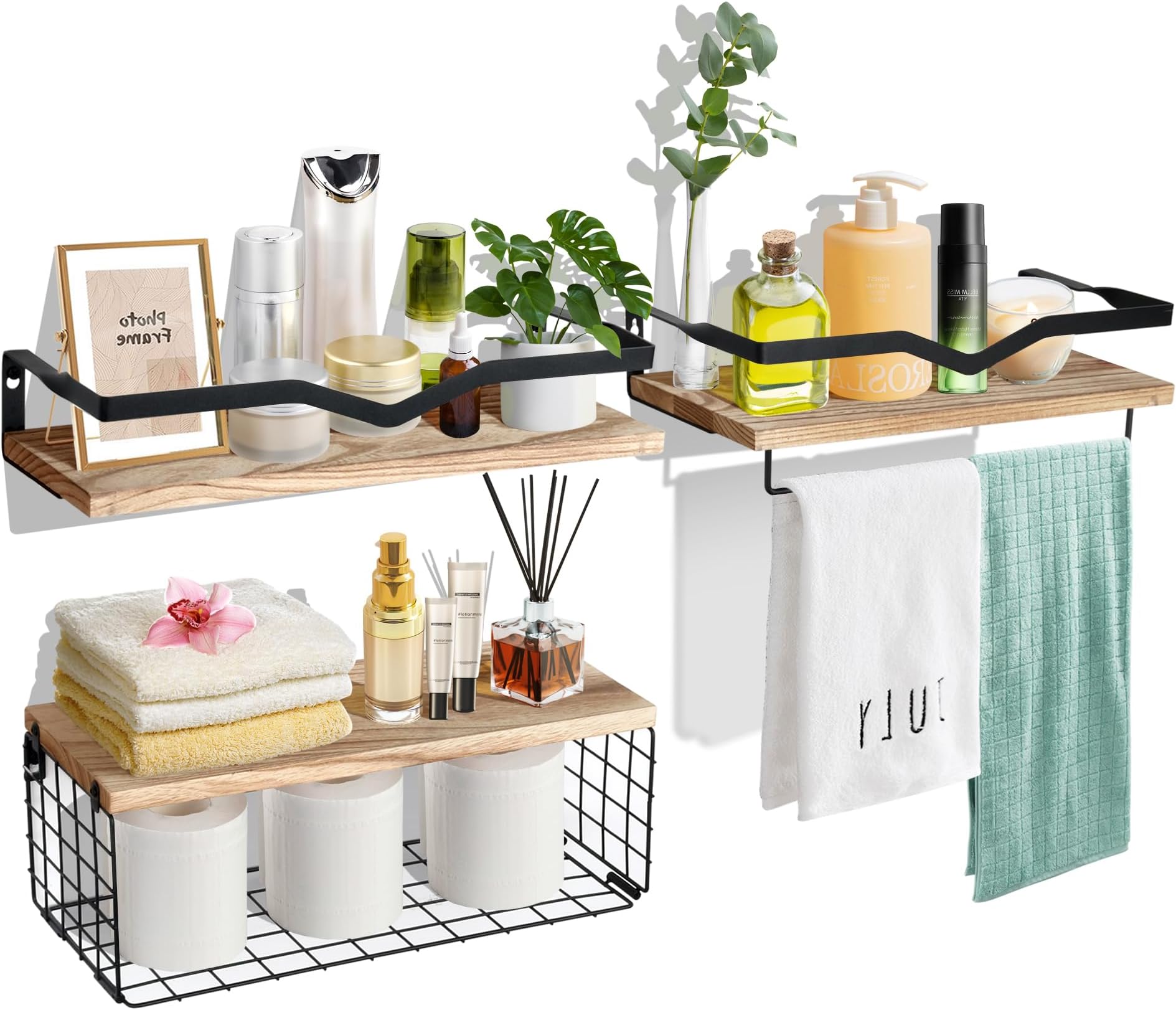 Amazon.com: Alyoen 3+1 Tier Bathroom Shelves Over Toilet, Bathroom Wall ...