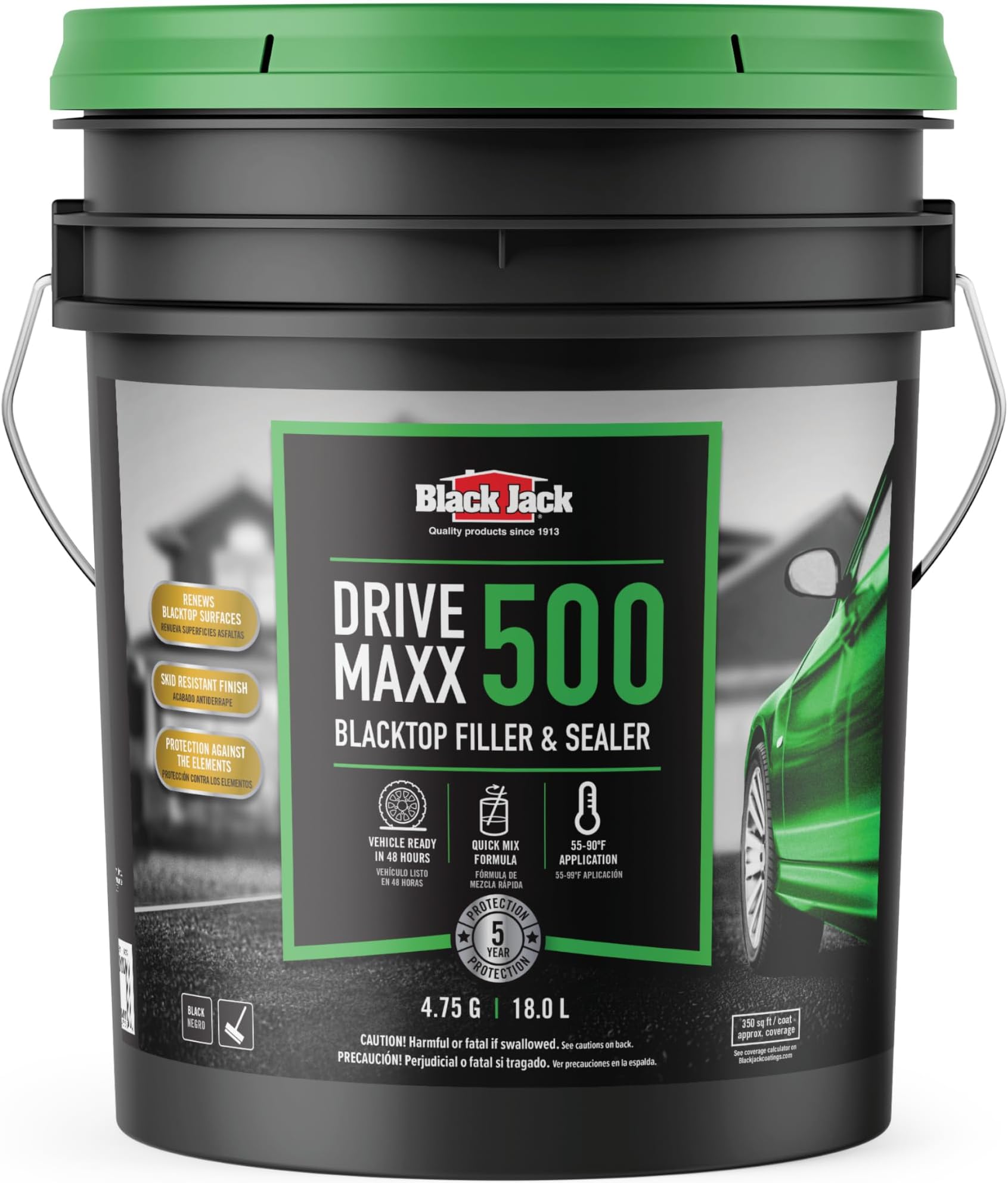Black Jack Drive-Maxx 500 Premium 5 Year Filler & Sealer, 5 Gallons, Fills Small Cracks, Fast Dry Technology, Stand Up to Heavy Vehicles, Driveway Sealer Asphalt