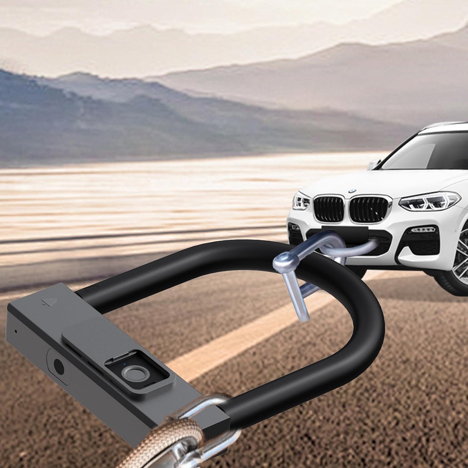 Smart Bike U Lock with Cable eLinksmart Heavy Duty Fingerprint Bicycle U-Lock,18.4mm Shackle 1.5m Cable with Strap Holder Bracket for Road, Mountain, Electric Bike, App Unlock,Angle Grinder Resistant