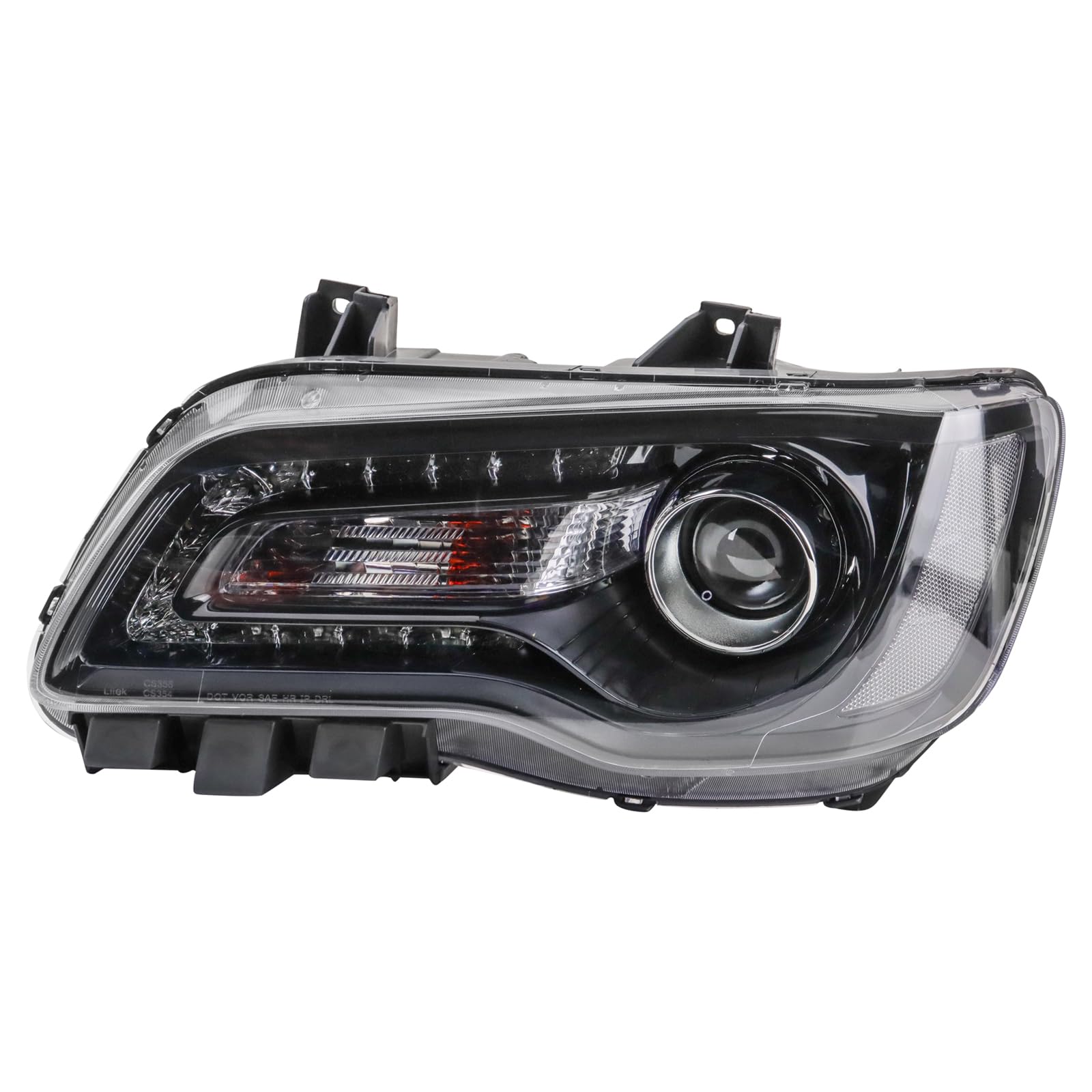 TRQ 2 Piece Headlight Assembly Set Halogen Black Bezel Driver &amp; Passenger Side Compatible with Chrysler 300 CH2502269 CH2503269 68214382AD 68214383AD