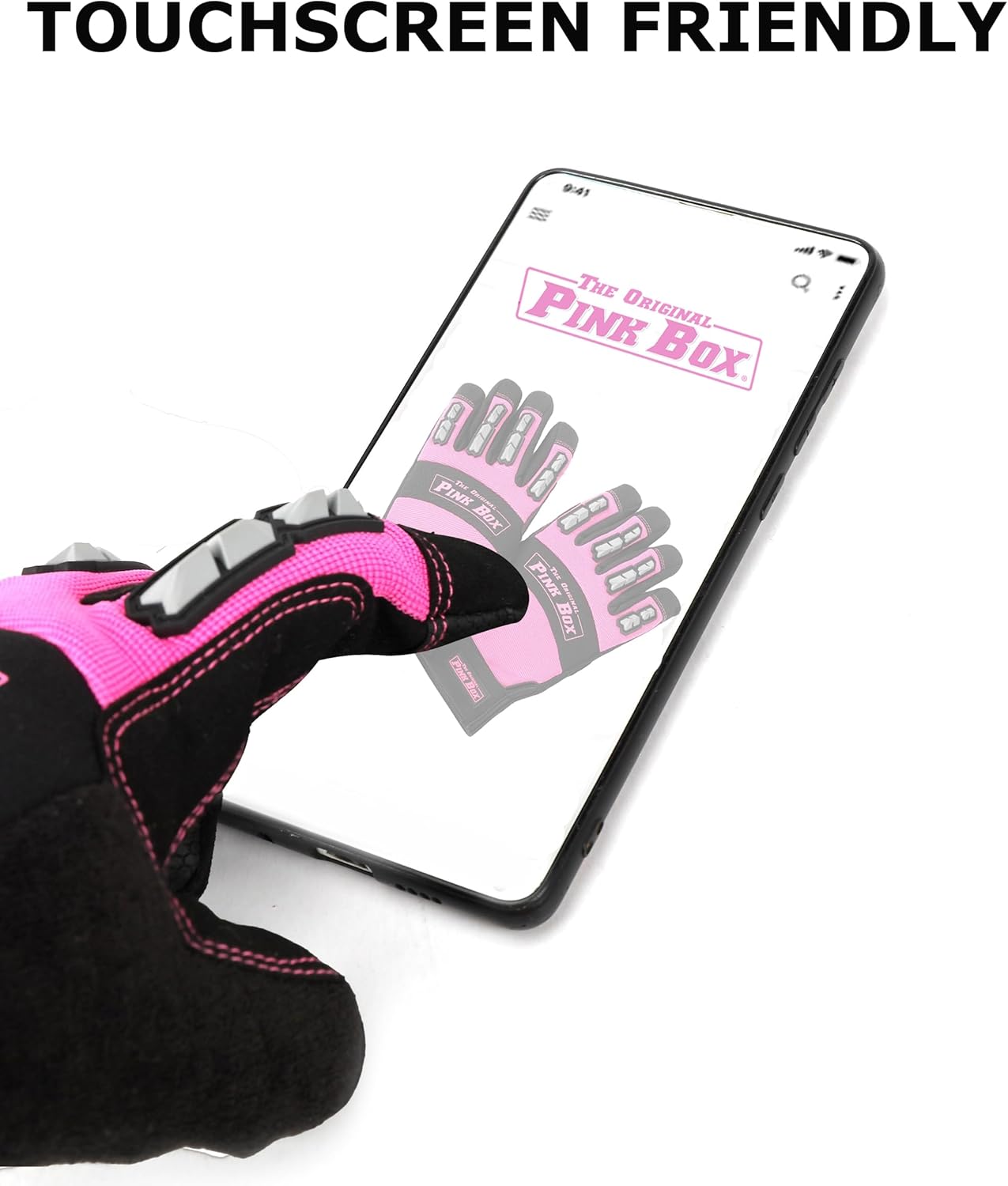 Heavy-Duty Utility Work Gloves | Breathable w/Synthetic Leather Reinforcements, Touchscreen Fingertips, Pink, (Medium)