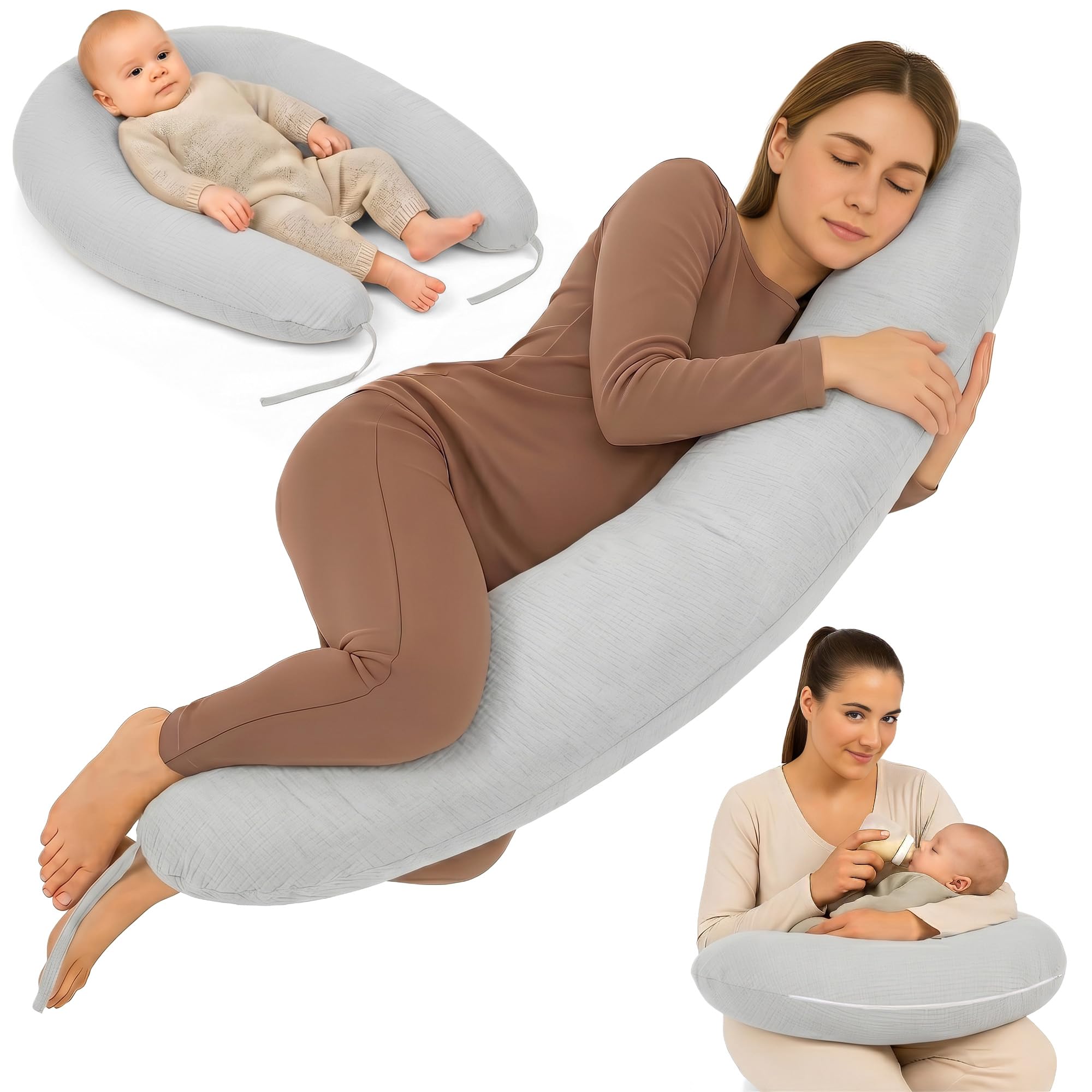 Totsy Baby Cojin Lactancia y Embarazo 190cm – Almohada para Dormir de Lado Descanso y relajación Ideal para futuras mamás Forma en C Oeko-Tex — view 18