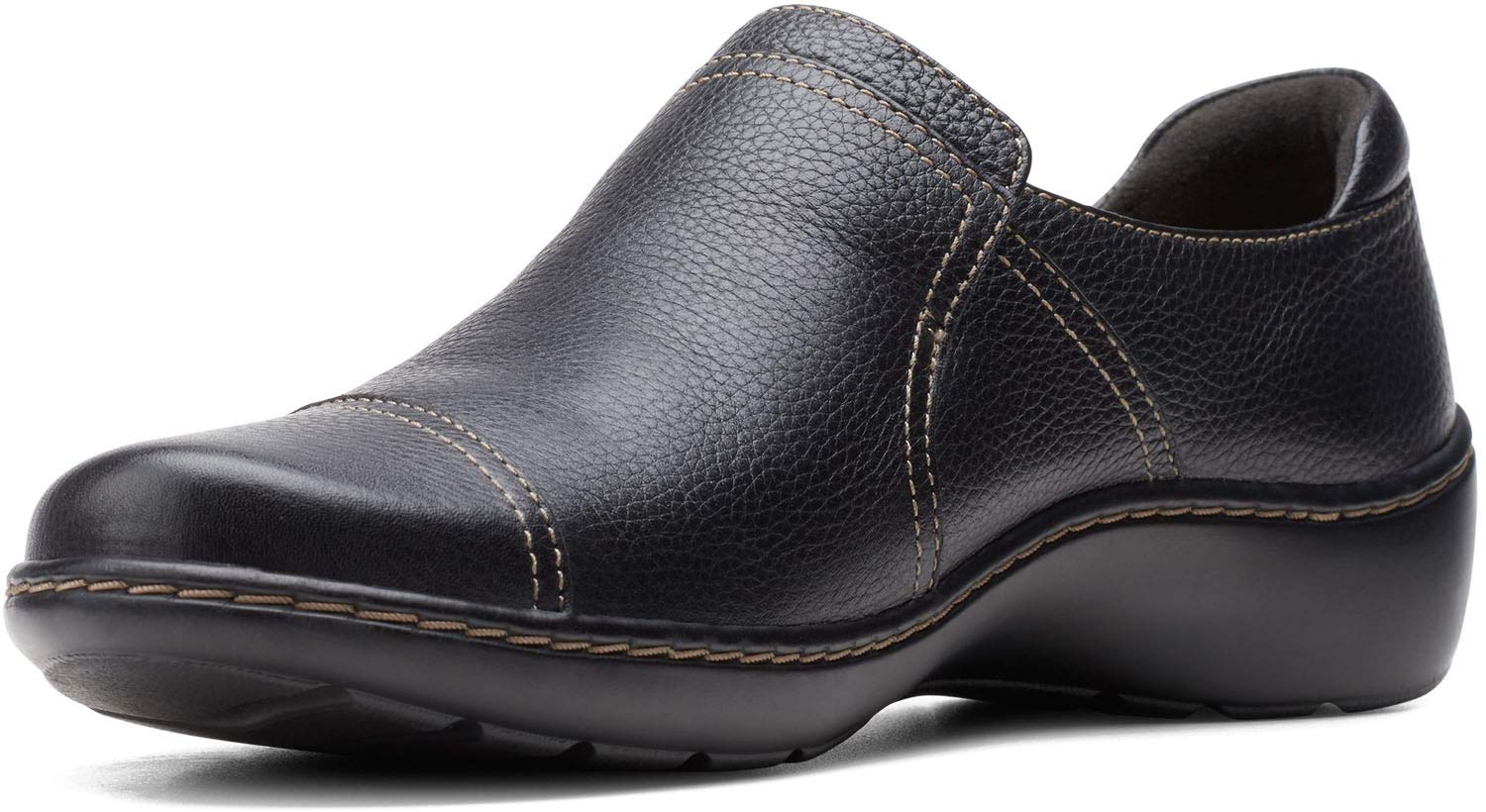 Clarks Women's Cora Poppy Loafer, Black Tumbled, 3.5 UK