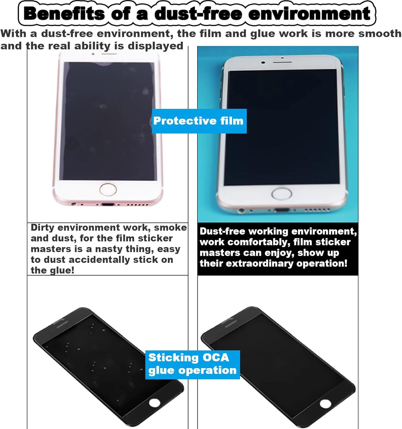 Dust Free Room Worktable, Portable Laminar Flow Hood Air Flow Clean Bench Workstation, Aluminum Alloy Clean Workbench Adjustable Wind Speed for Phone Repair