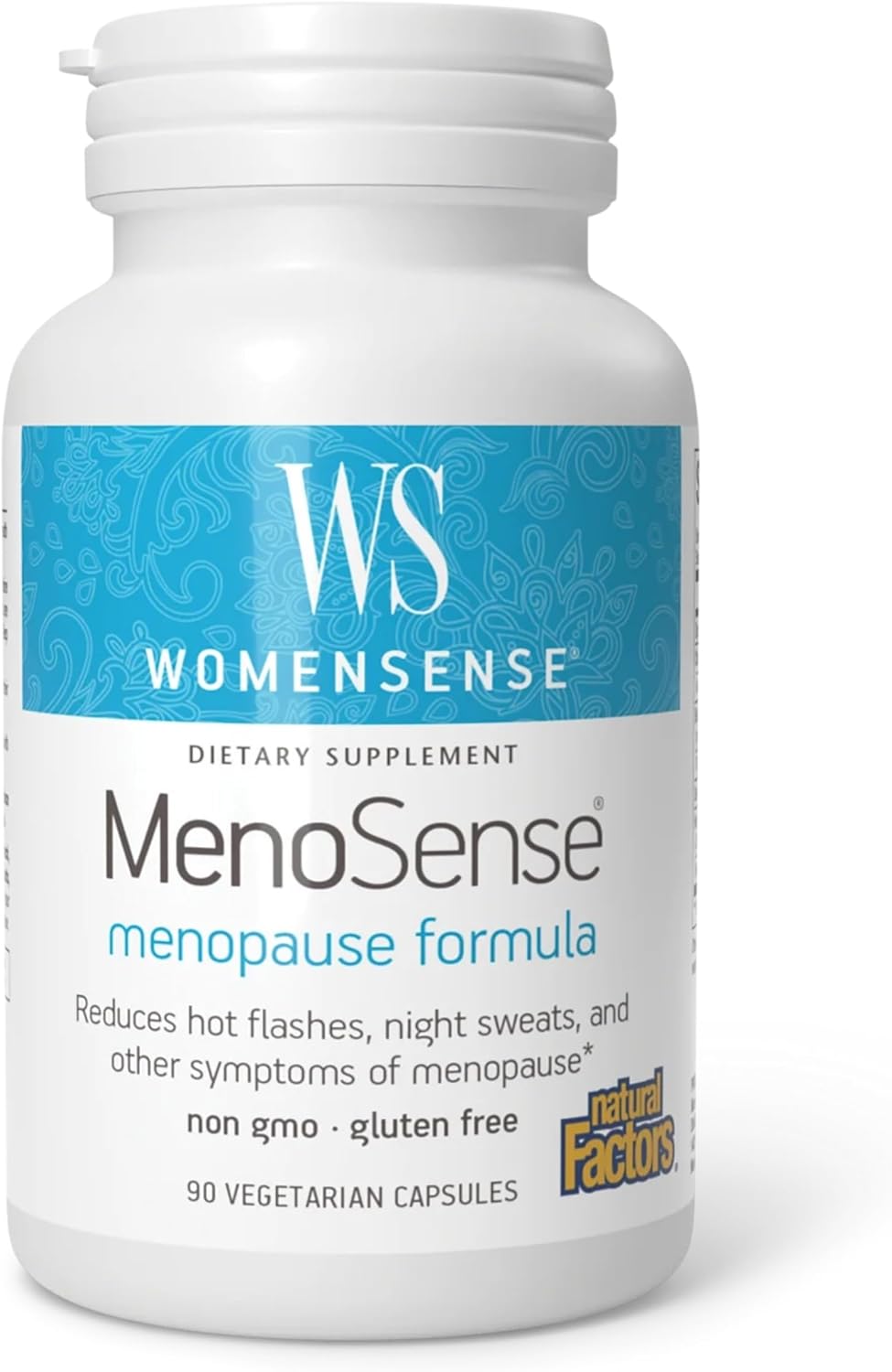 Natural Factors - WomenSense MenoSense Menopause Formula, Natural Support for Hot Flashes & Night Sweats, 180 Vegetarian Capsules