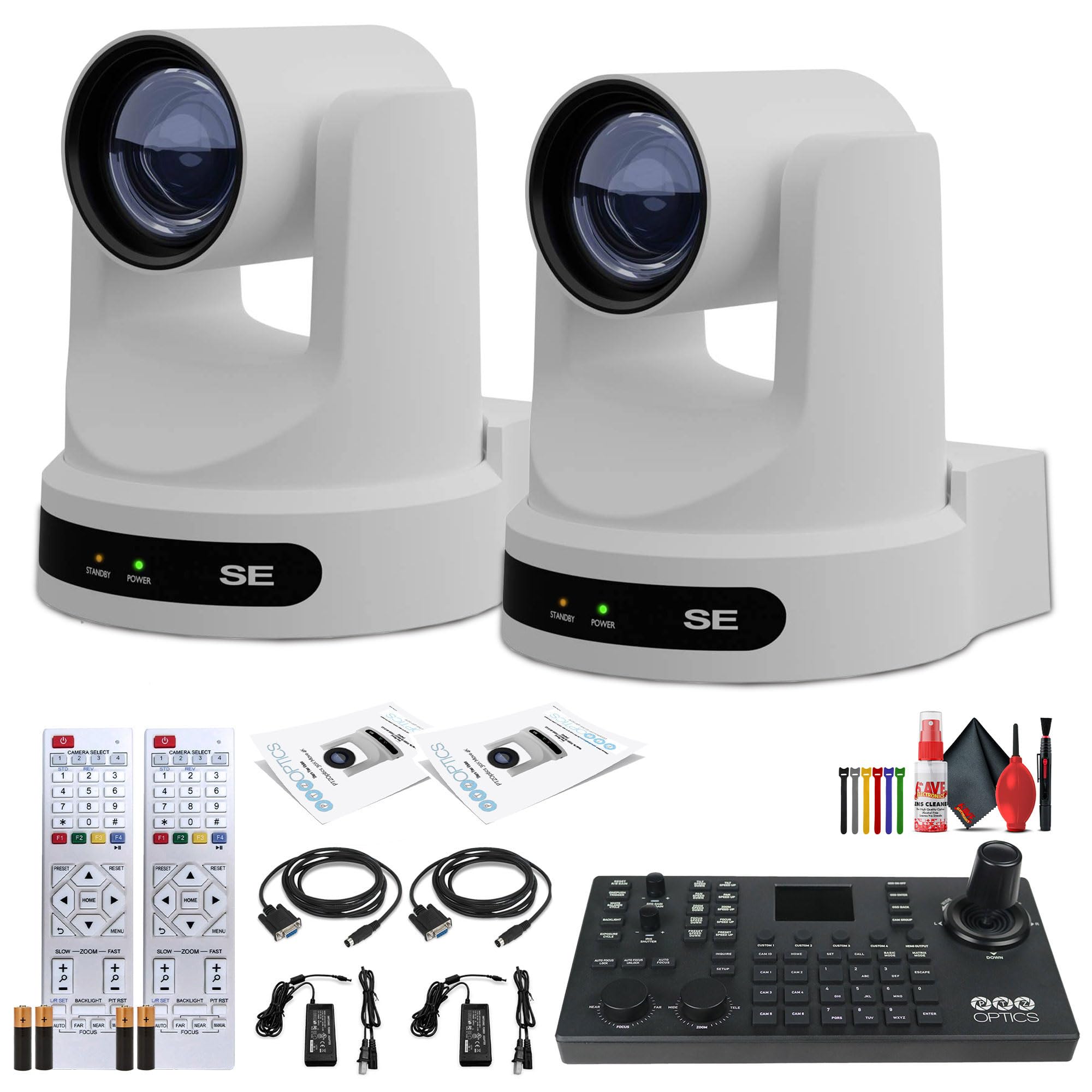 PTZOptics 3 x Move SE PTZ Camera with 20x Optical Zoom SuperJoy PTZ Camera Controller + Cleaning Kit + Wire Straps