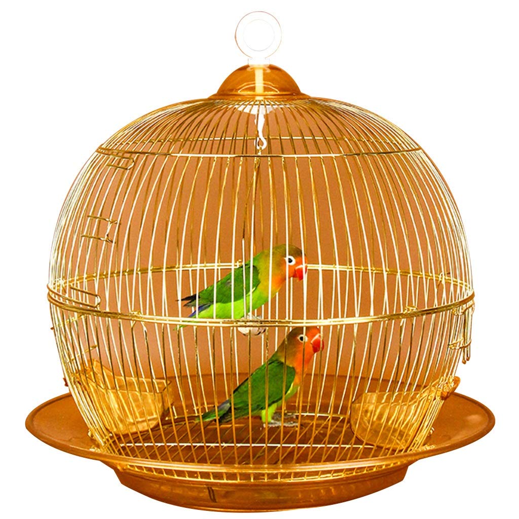 Jaula redonda para pájaros de piel de tigre, jaula decorativa de metal para exteriores, jaulas de loros doradas retro, paloma perla, pájaro, canario