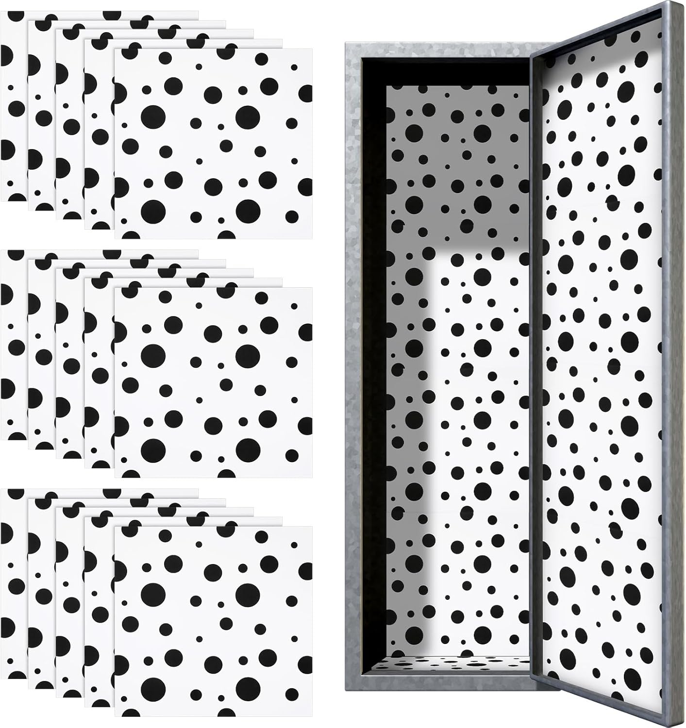 Patelai 15 Pcs Magnetic Locker Wallpaper Back to School Locker Magnetic Wallpaper Decorative Art Removable School Locker Sticker Accessory Reuse Organizer Locker Covering (Black and White,Dot) Black and White, Dot Modern