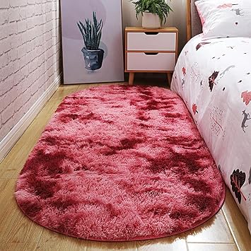 Oval Thick Carpet for Living Room Plush Bedroom Area Rugs Long Shaggy Fuzzy Floor Mat Soft Beside Rug Fashion Home Decor