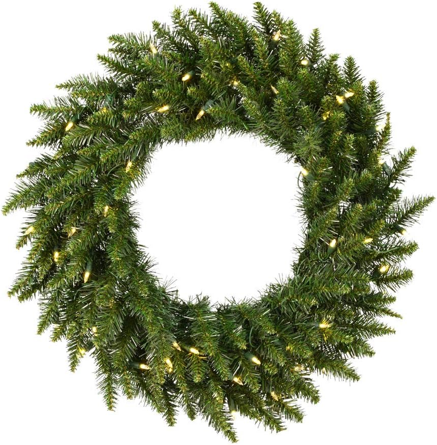 Vickerman Warm White LED Lights Frosted Bellevue Alpine Artificial Christmas Wreath, 30-Inch, A861031LED Warm White Led Lights 30-Inch