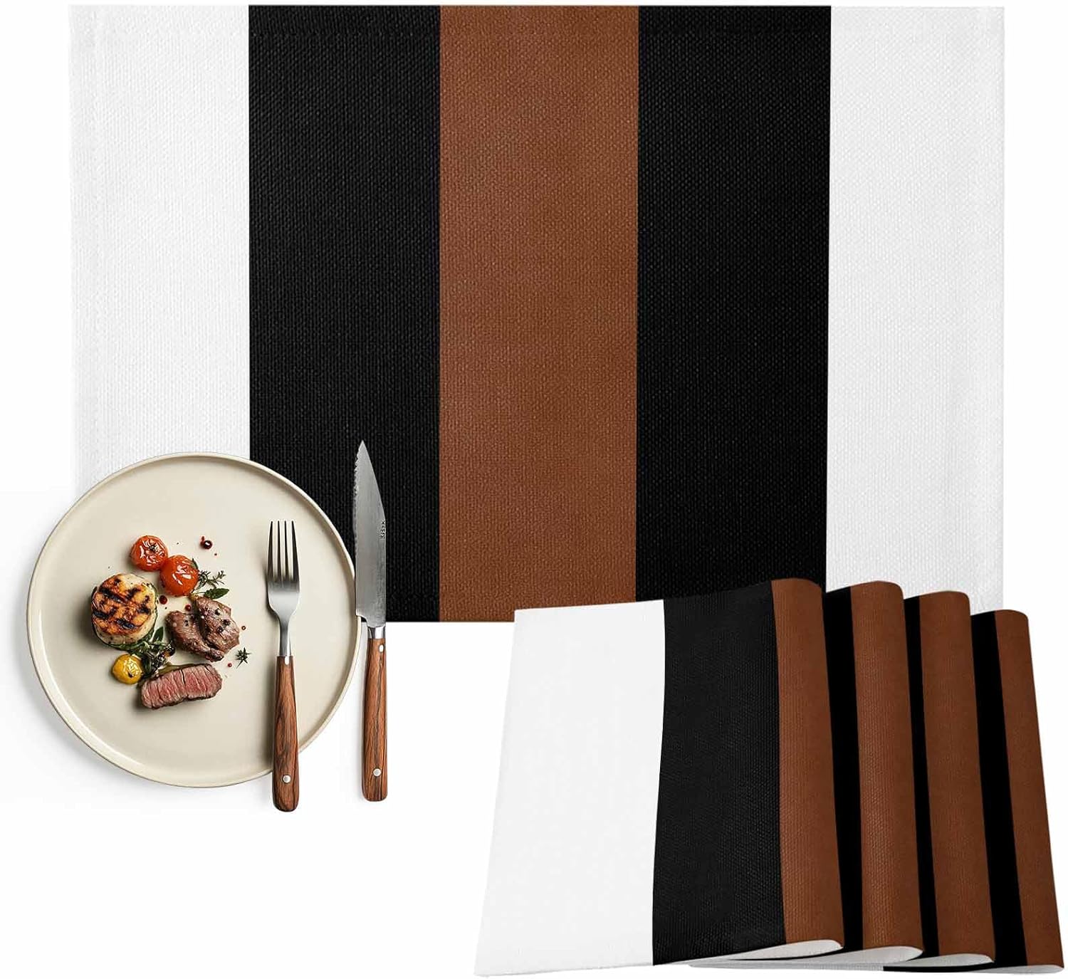 Placemats Brown Black White Place Mats for Dining Table Boho Style Washable Table Mats for Kitchen Dining Decorations Set of 6