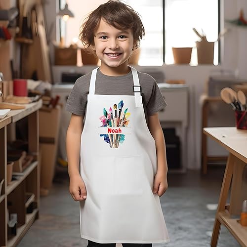 Miniatura 8 de Personalized Kids Apron for Painting with Custom Name - Custom Artist Apron for Painting, Craft - Gift for Boys & Girls 3-13