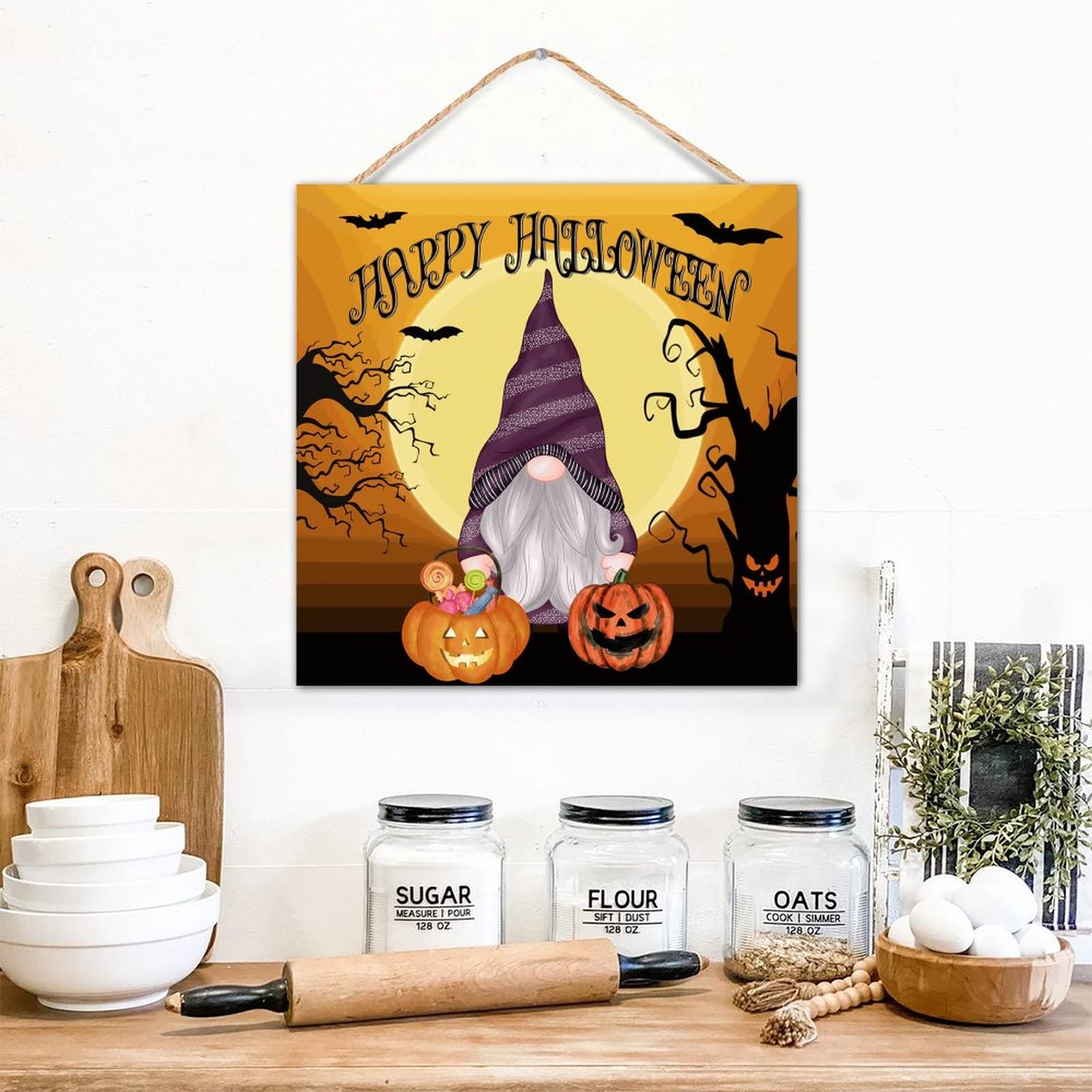 Dynia Halloween Drewniana tablica Halloween Party Decor Znak drewna Dom wiejski Rustykalne drewniane znaki dekoracyjne do łazienki Kuchnia Wystrój żłobka Parapetówka Prezenty 12x12in