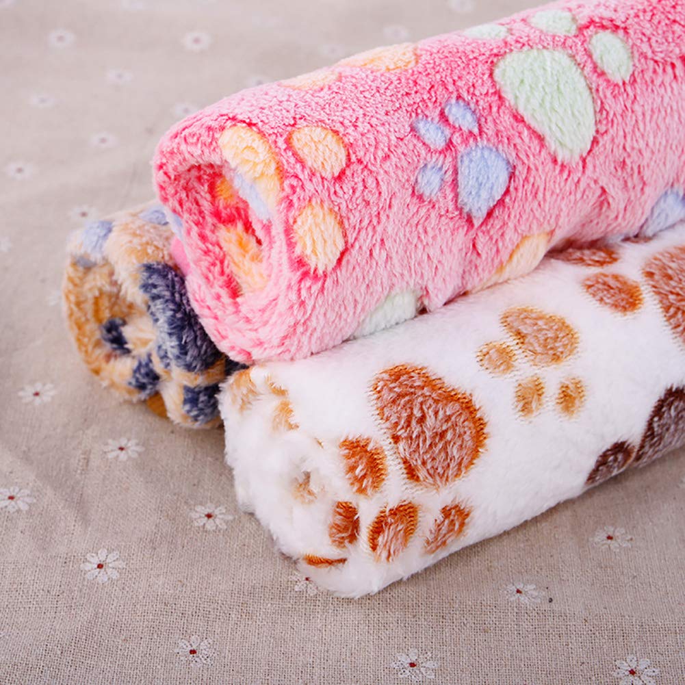 3 x Hundedecke Katzendecke Waschbar,Weiche und Warme Haustierdecken für das Schlafbett, Niedliches Druckdesign, Flauschiges Fleecedecke für Haustier Hunde Katzen Welpen-Pad-Matte,L104*76