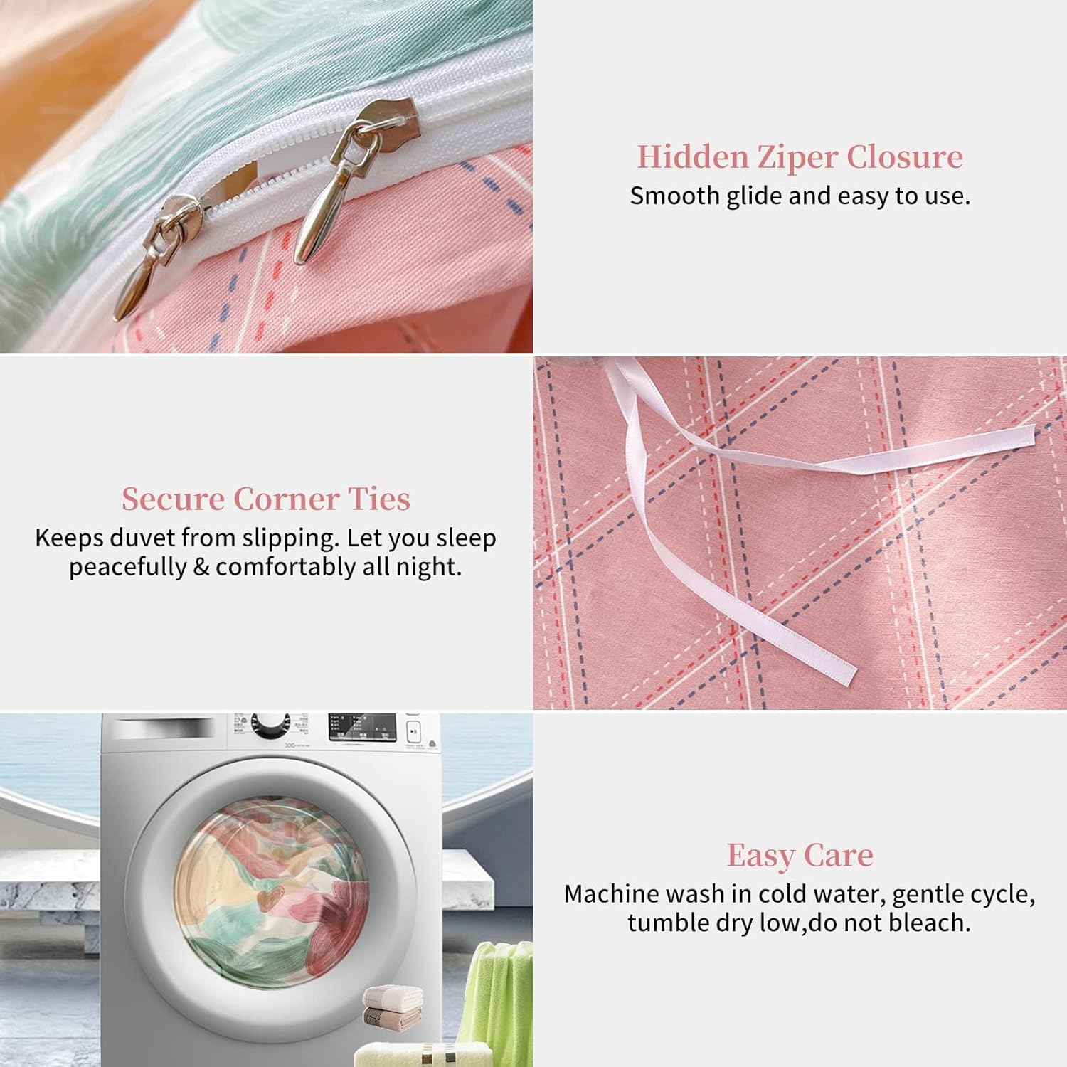 4pcs Duvet Cover Set- 100% Cotton Comfort Duvet Cover Set,Include a Duvet Cover,a Deep Pocket Fitted Sheet,2 Pillow Shams Home Bedding with Zipper Closure for All Season(Queen,Cartoon)