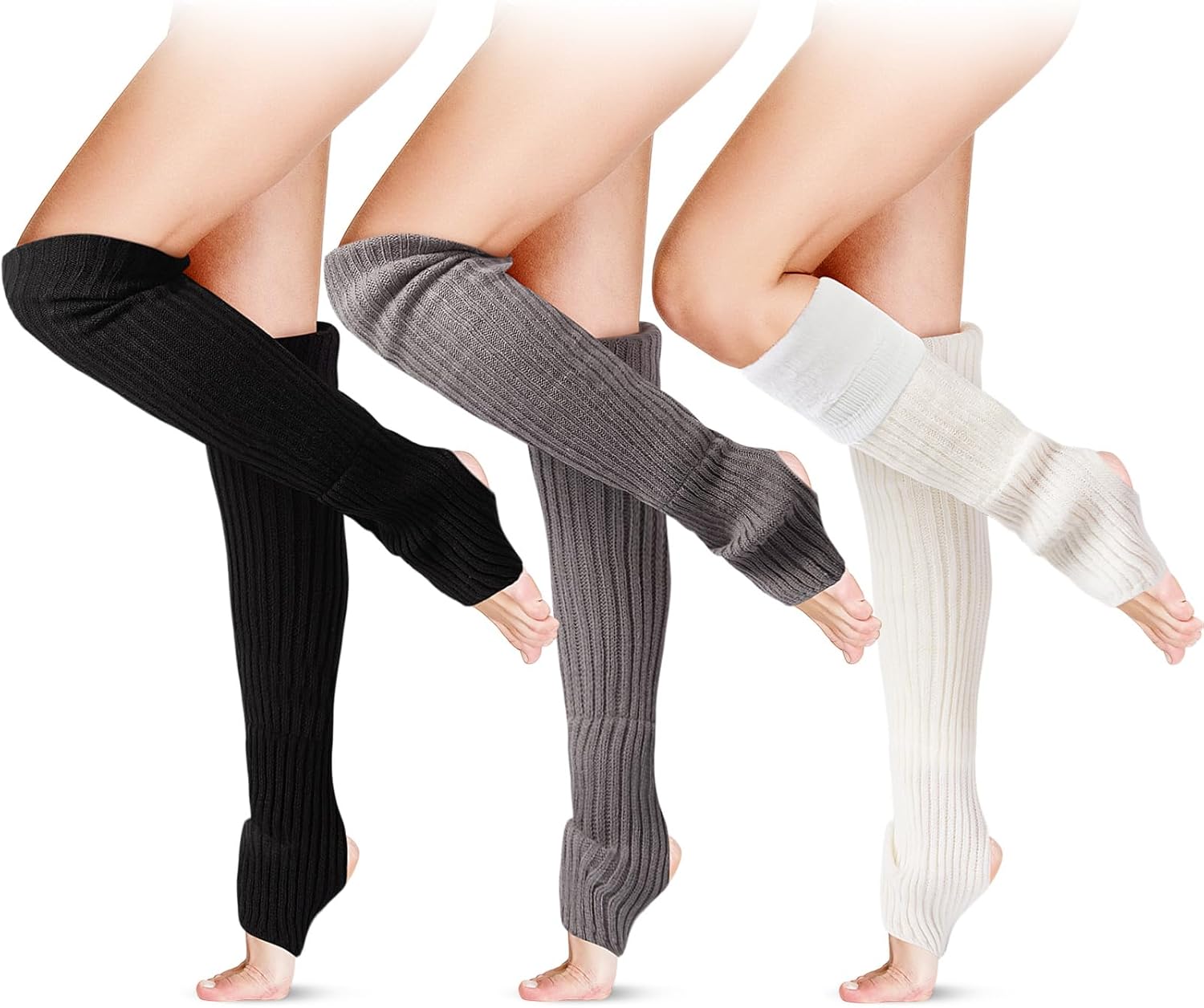 Geyoga 1/3 Pair Fleece Leg Warmers 24inch Long over Knee Leg Warmers Socks for Girls Women Winter Warmth 80s Y2k Accessory