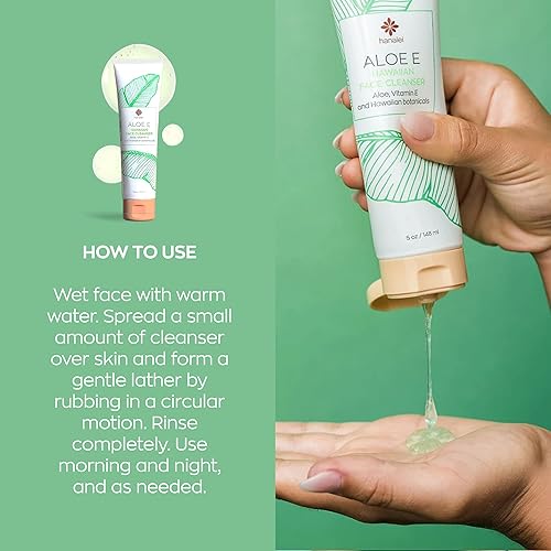 Miniatura 4 de Hanalei Gel limpiador facial Aloe E – Jabón facial de aloe vera para piel sensible, grasa y seca – suave, sin aceite, hidratante con vitamina E –