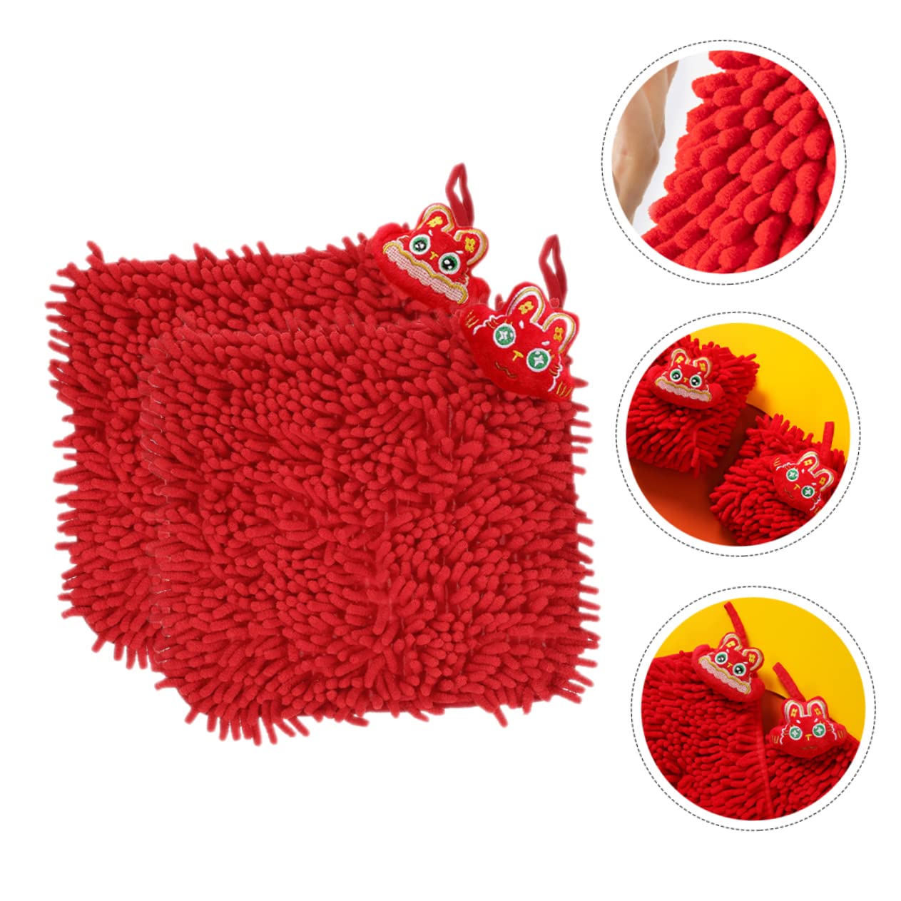 Alipis 4 Set Asciugamano Festivo Soffice Scratcher Peluche Assorbente Auto Kitchen Asciugatutto Fazzoletti Asciugamano Asciutto A Mano Asciugamano Per La Cucina Ciniglia Rosso 2 Pezzi * 4
