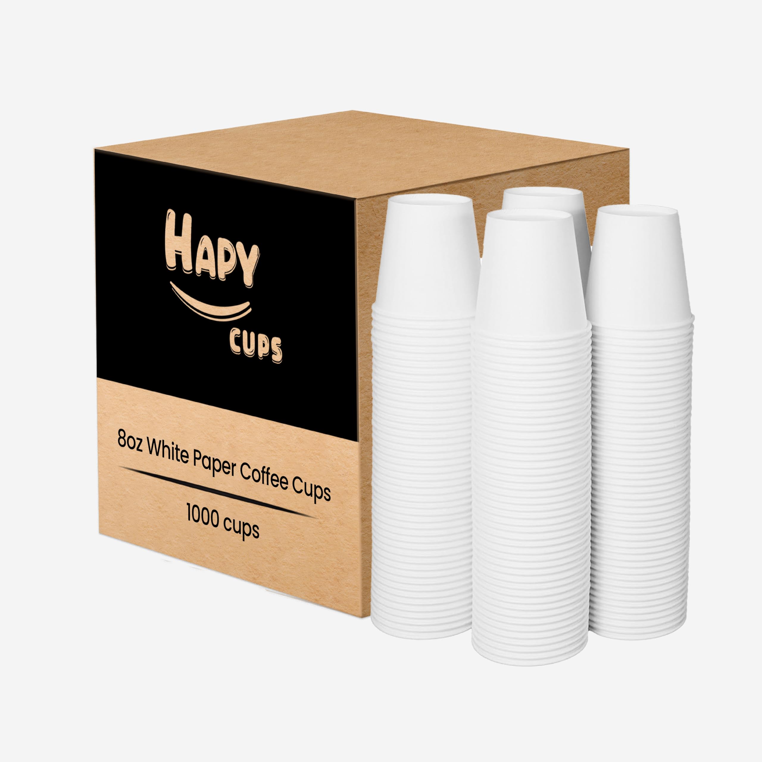 1000 Pack 8oz White Coffee Cups | Disposable Paper Coffee Cups | Drinking Cups For Cold/Hot Coffee, Water, Juice, or Tea, Hot Paper Cups For Home,