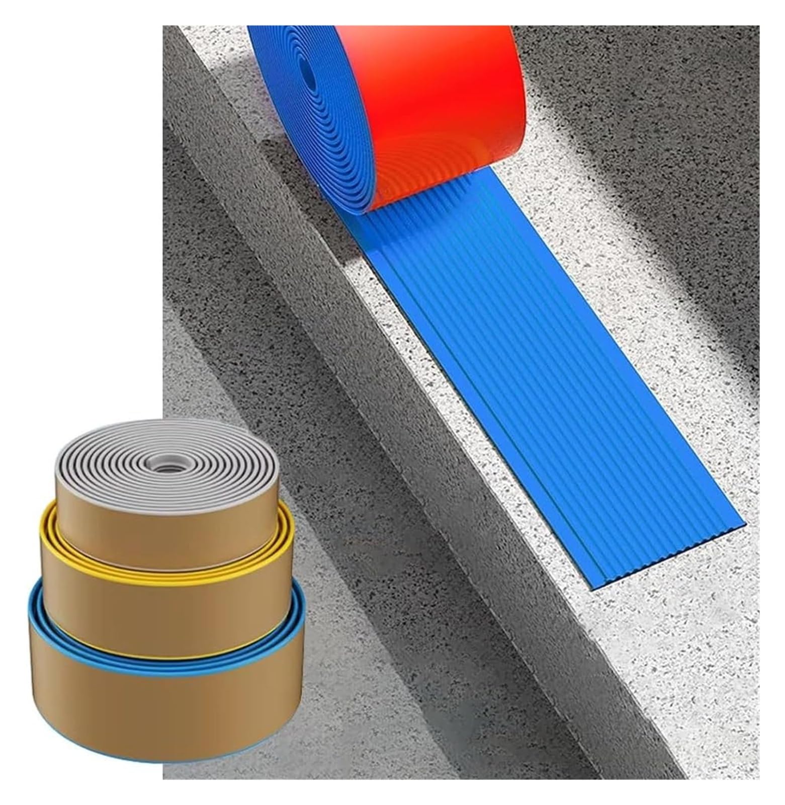 Anti-Rutsch-Streifen for Treppen, Treppenkantenschutz aus Gummi, selbstklebender Treppenkantenschutz, Sicherheitsstufenleiste for Fliesen, Holz und Metall, zuschneidbar(Blue,W:5cmxL:3m)