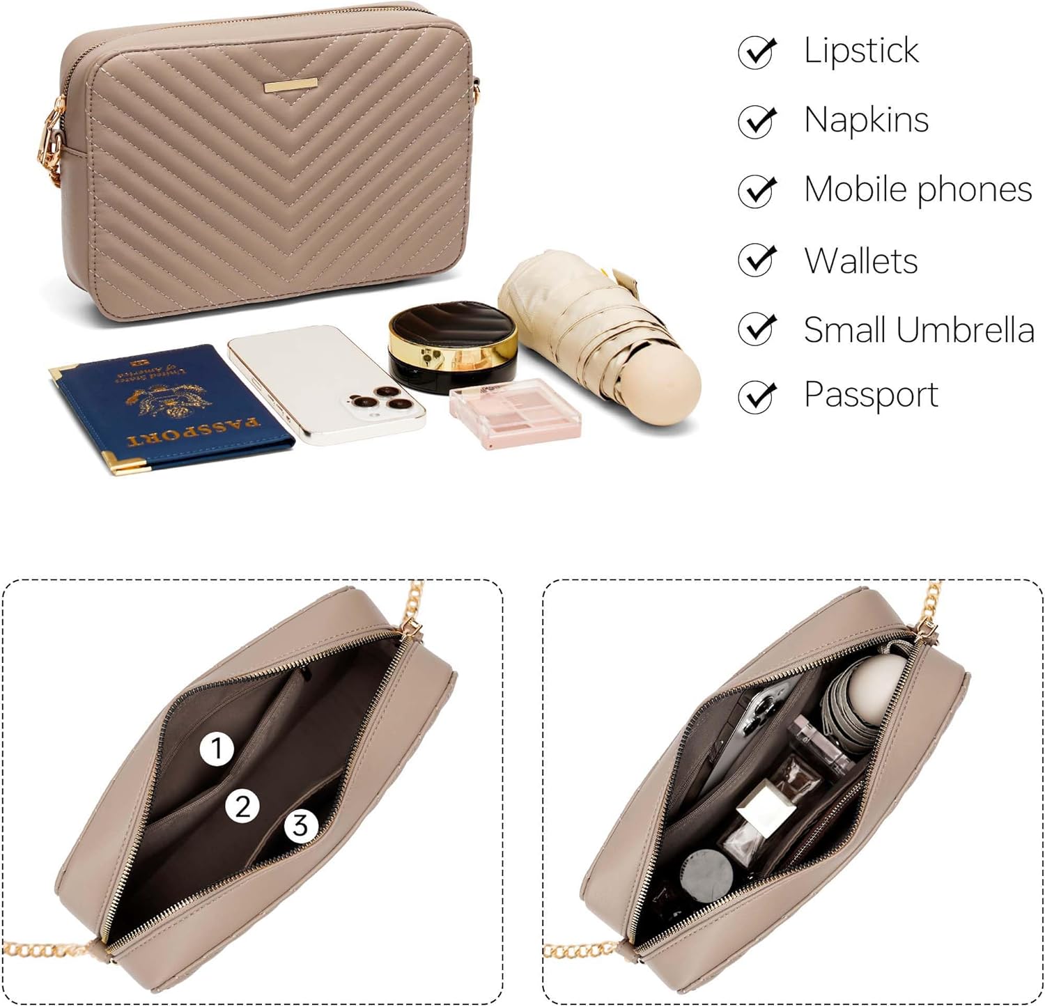 Crossbody Purses for Women Designer Crossbody bags Small Shoulder Bags with Chain Strap Quilted Purses