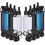 Volhoply 32 oz Insulated Water Bottles Bulk 8 Pack with Straw Lid & Spout Lid,Stainless Steel Sports Water Bottle,Double Wall Vacuum Cups,Leakproof Wide Mouth Metal Flask for Hiking,Camping(Mix,8)