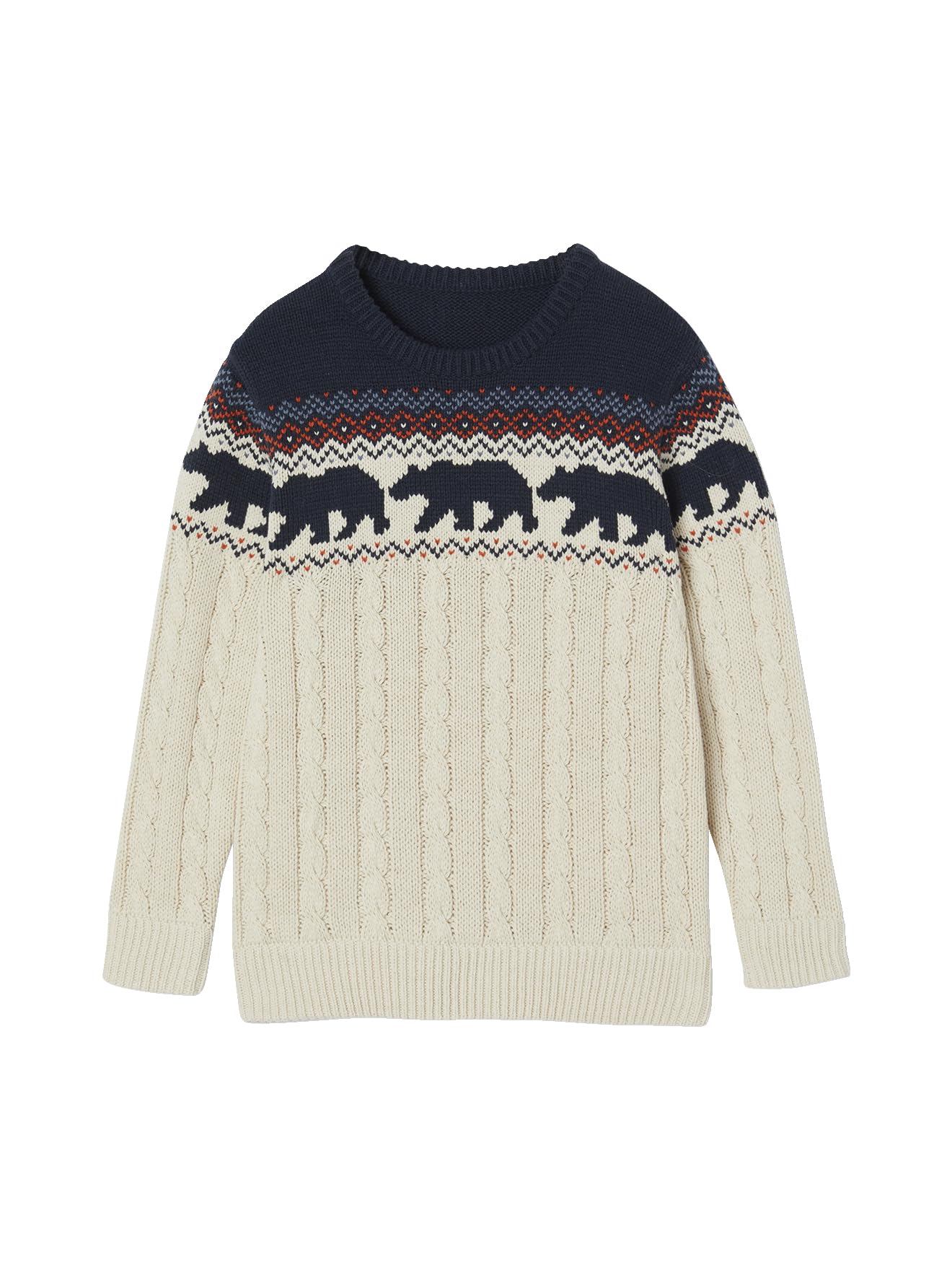 VERTBAUDET Pull Jacquard à Torsade garçon Blanc chiné 3A