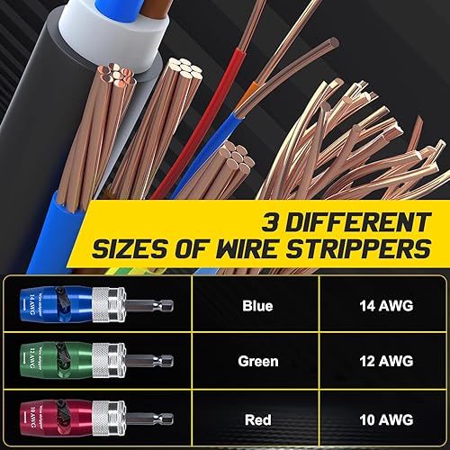 Miniatura 3 de Pelacables para taladro - 2025 Herramienta eléctrica mejorada de pelado y torsión de cables para AWG 14-12-10, herramienta pelacables para taladro
