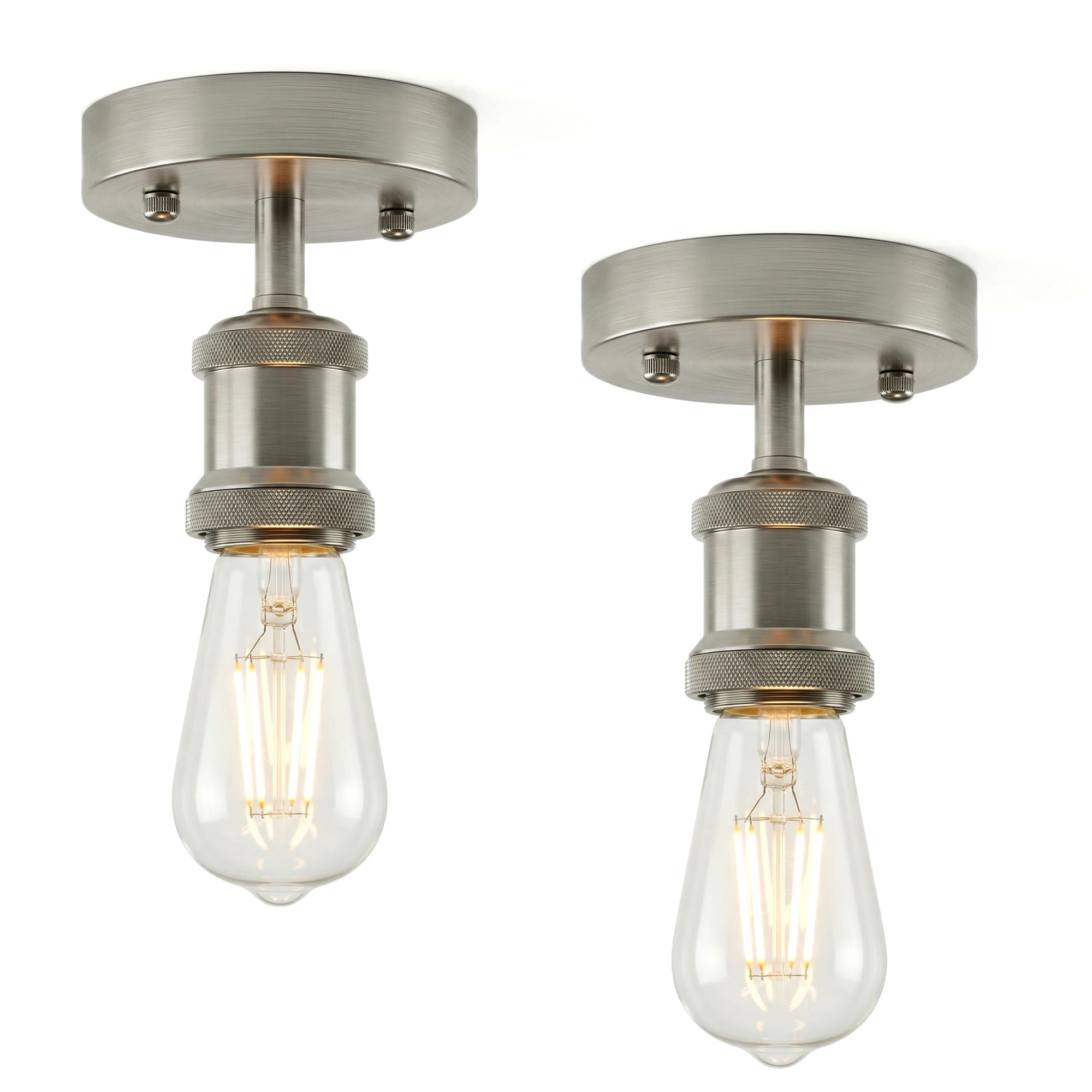 DC VOLTAGE 2 Pack E27 Ceiling Light Metal Semi Flush Mount Industrial