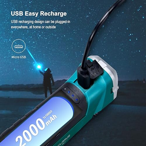 Miniatura 5 de klarus WL1 - Luz de trabajo LED de 550 lúmenes, luz de trabajo COB recargable con base magnética y gancho, rotación de 180° + 180° plegable y 7